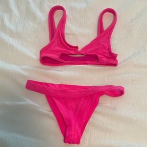Frankie’s bikinis neon pink bikini with cut out size xs